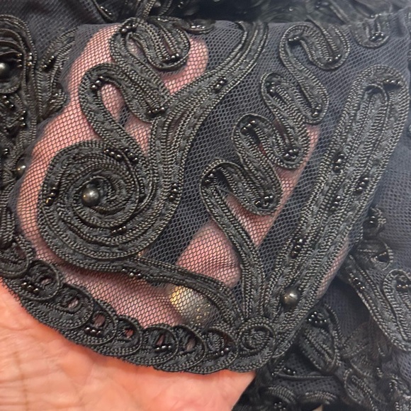 Vintage Cache Black Lace Cropped Button Down Top / Jacket Size Large - Picture 8 of 11